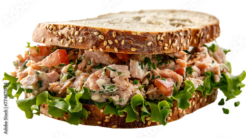 Delicious tuna salad sandwich isolated on a white background