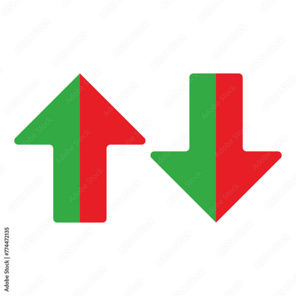 Up and down arrow flat style. Vector illustration icon isolated on white background. Up and down arrow flat style. Vector illustration icon isolated on white background.