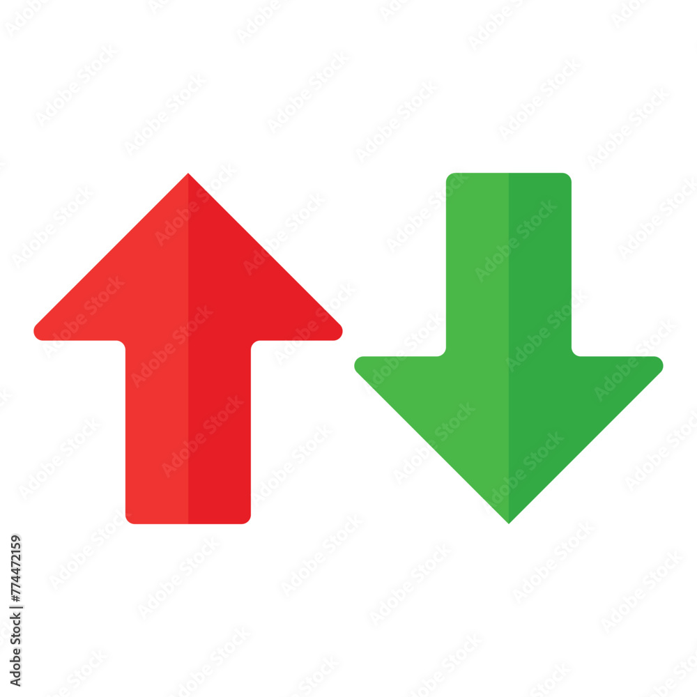 Up and down arrow flat style. Vector illustration icon isolated on white background. Up and down arrow flat style. Vector illustration icon isolated on white background.