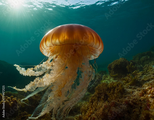 The jellyfish, is a gelatinous marine invertebrate belonging to the phylum Cnidaria. Jellyfish are solitary, free-swimming animals with stinging tentacles that they use to capture prey