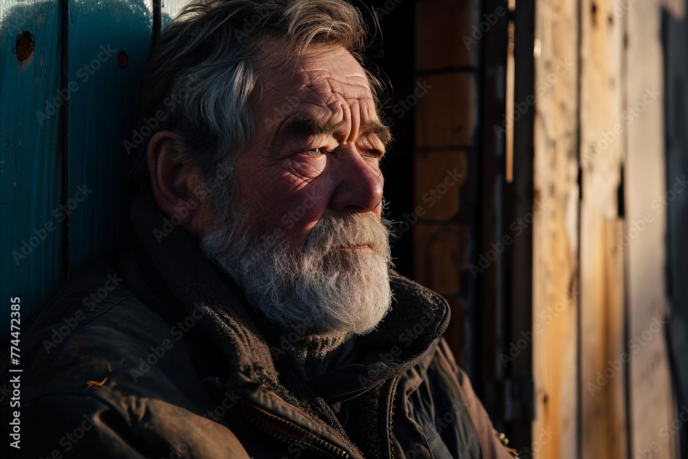 Portrait of an old man with a gray beard and mustache. Portrait of an old man with a gray beard and mustache.