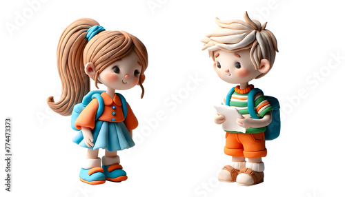Personnage en pâte à modeler : Journée d'école en duo