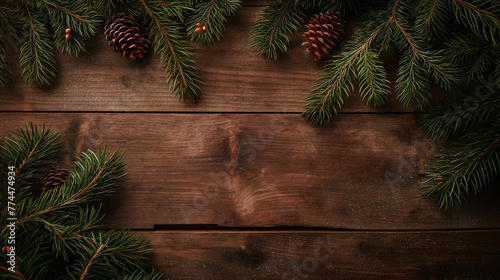 Christmas decoration on old vintage wooden background