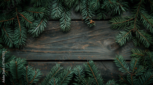 Christmas decoration on old vintage wooden background