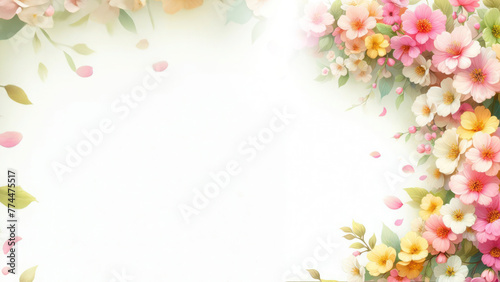 Floral background with romantic flowers, Mother's day background with copy space