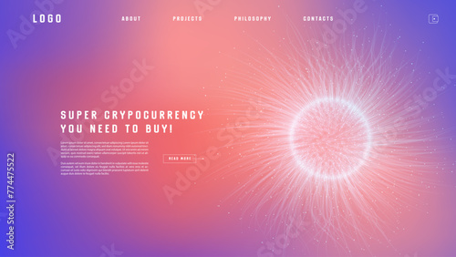 Landing page abstract design with expansion of line element. Template for website or app with tentacle shape.