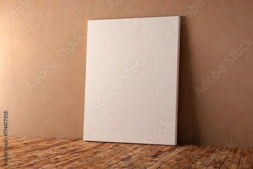 Product packaging mockup photo of Art canvas, studio advertising photoshoot