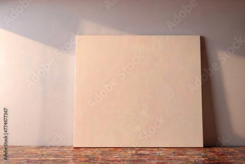 Product packaging mockup photo of Art canvas, studio advertising photoshoot