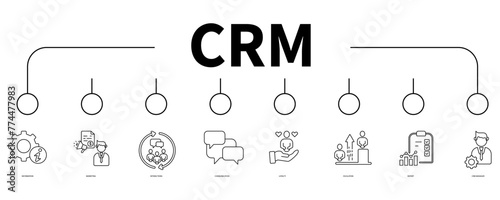 Customer relationship management banner web icon vector illustration concept