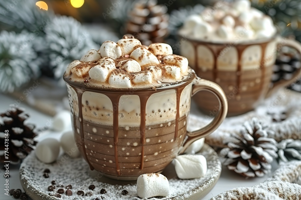 A cup of hot chocolate with marshmallows A cup of hot chocolate with marshmallows