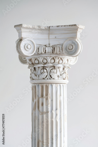 Classical Greek column detail, white marble, architectural heritage and design element.