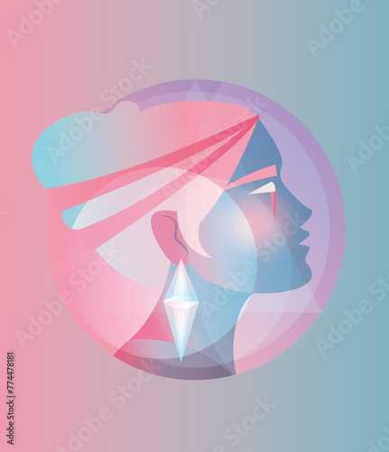 Portrait of a woman in a geometrical structure photo