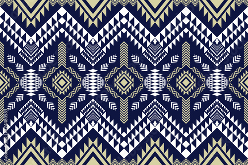 Ethnic Figure aztec embroidery style.Geometric ikat oriental traditional art pattern.Design for ethnic background,wallpaper,fashion,clothing,wrapping,fabric,element,sarong,graphic,vector illustration. photo