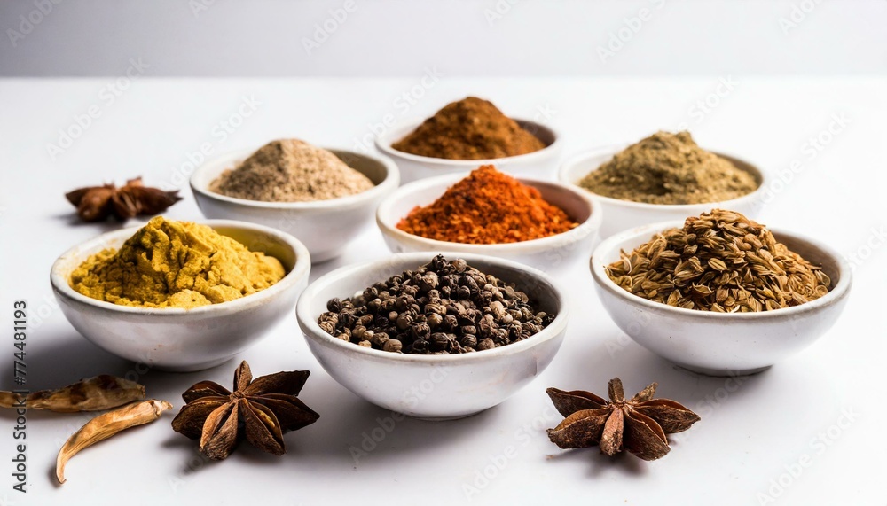 Sensory Showcase: Bowls Filled with Asian Spices in Studio Setup Sensory Showcase: Bowls Filled with Asian Spices in Studio Setup