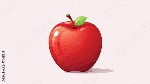 Red apple fruit fresh icon flat cartoon vactor illu