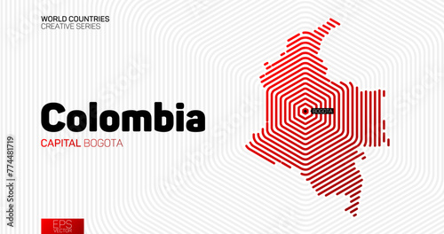 Abstract map of Colombia with red hexagon lines