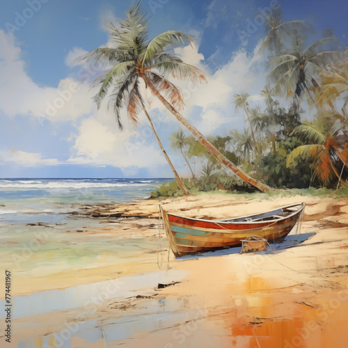 Tropical beach and boat