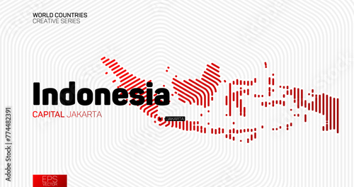 Abstract map of Indonesia with red hexagon lines