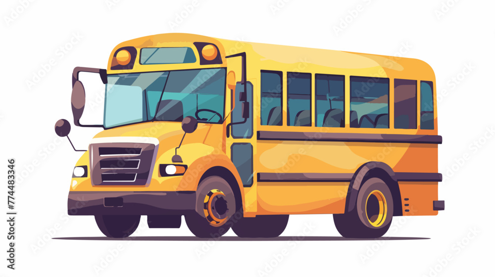 School bus frontview flat cartoon vactor illustrati