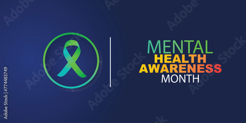 May is Mental Health Awareness Month banner. Mental Health Awareness an annual campaign highlighting awareness of mental health. Vector design illustration.
 photo