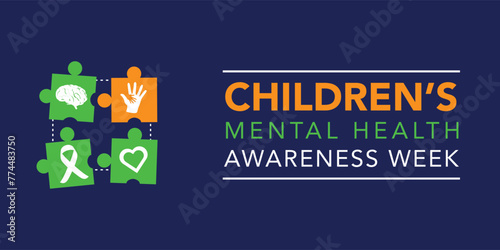 Vector illustration on the theme of National Children's Mental health awareness Week observed in Month of February, seeks to raise awareness about the importance of children's mental health.