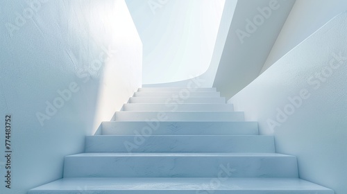 White staircase with angular design leading upwards