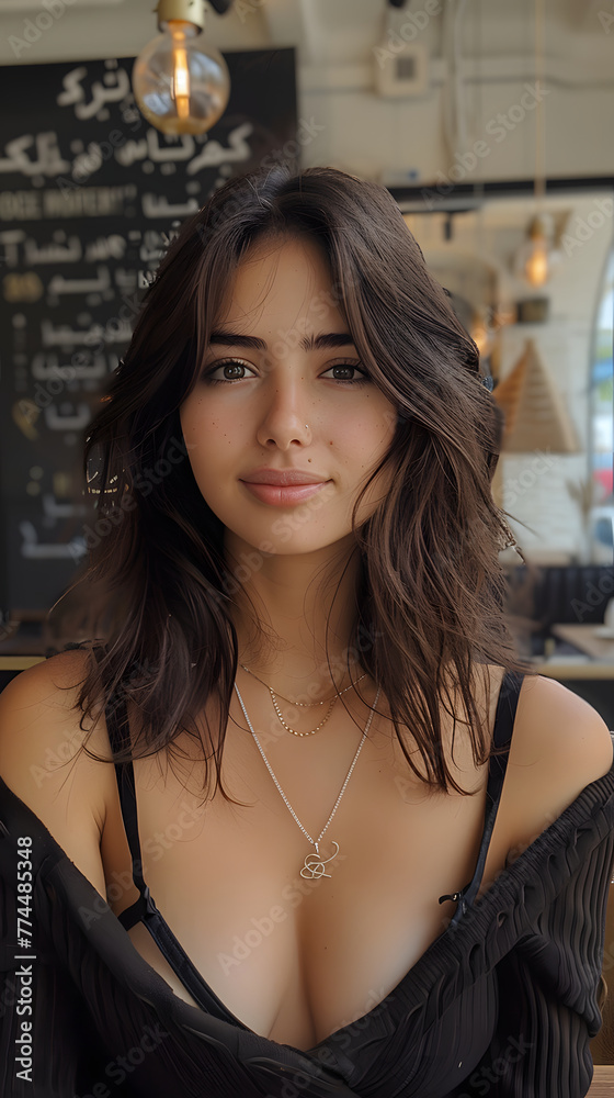 Beautiful girl with brown long hair and athletic figure wearing sexy dress Beautiful girl with brown long hair and athletic figure wearing sexy dress