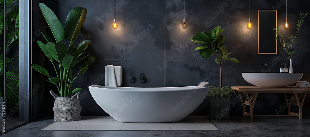 an elegant bathroom with bathtub an elegant bathroom with bathtub