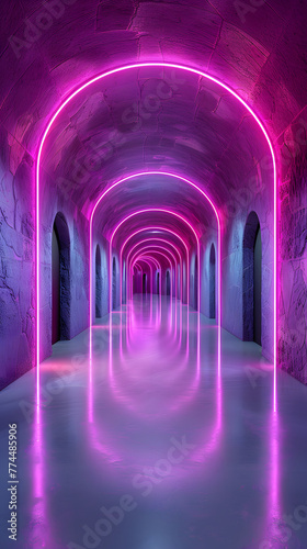 purple minimalistic hallway