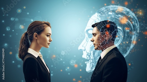 Enhancing Communication: Woman in Business Leveraging AI Technology for Real-Time Translation Communication