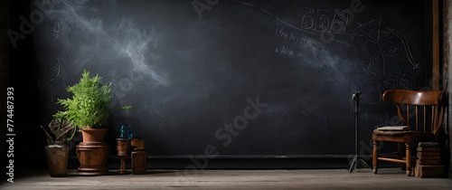 Chalk black board blackboard chalkboard background / classroom learning material / back to school handwriting © Monmeo