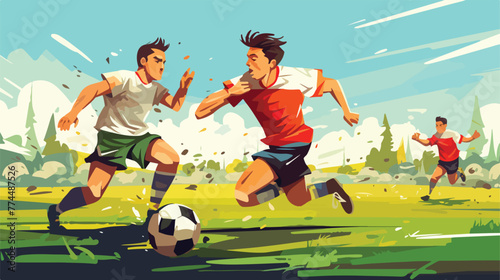 Soccer sport game cartoons flat cartoon vactor illu