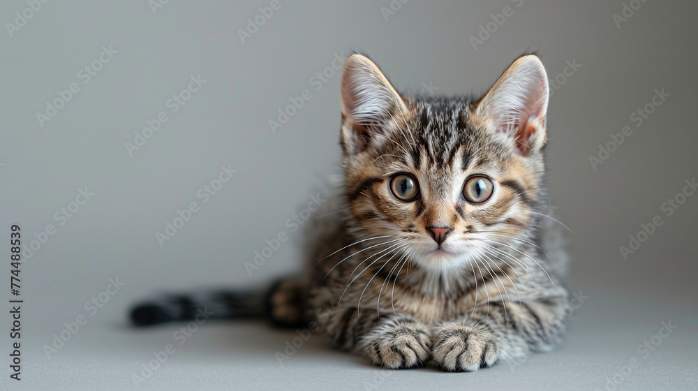 Tabby Kitten Portrait: Curious Pose with Copy Space Tabby Kitten Portrait: Curious Pose with Copy Space