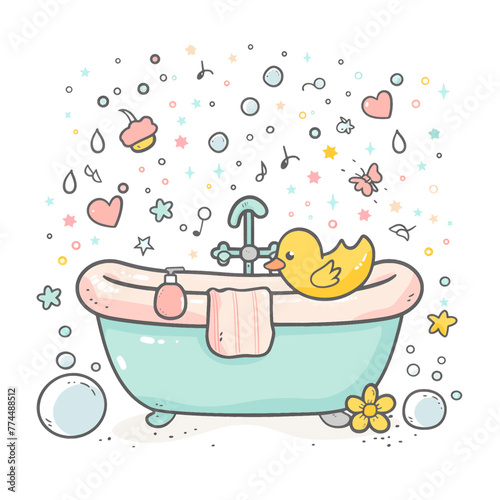 Playful Rubber Duck Bathtub Vector Image