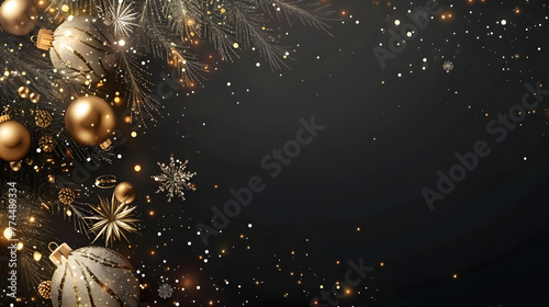 Bolas de natal, árvore de natal, estrelas brilhantes, celebração feriado comemoração natal ano novo decoração photo