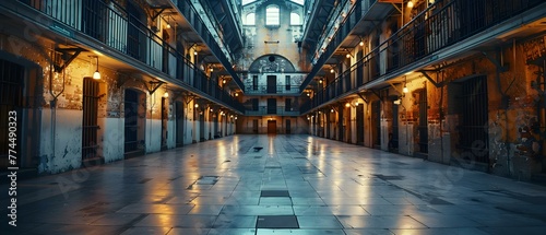 Photo of Kilmainham Gaol in Dublin Ireland. Concept Dublin, Ireland, Kilmainham Gaol, historical landmark, prison, architecture photo