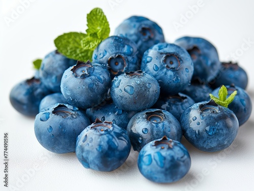 resh blueberries isolated on white background