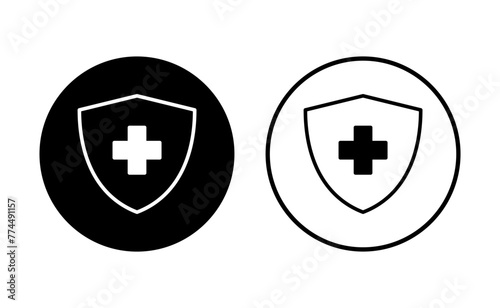 Health insurance icon set. Insurance health document icon