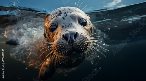sea lion in the water photo