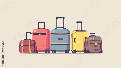 Travel luggage isolated flat cartoon vactor illustr