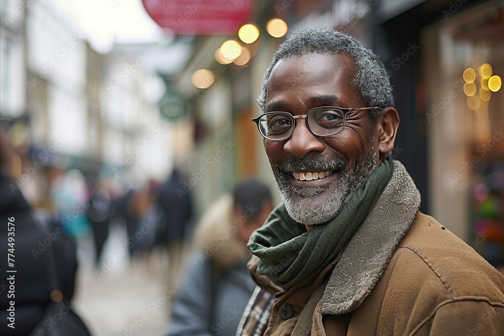 Portrait of smiling senior man with eyeglasses in the city Portrait of smiling senior man with eyeglasses in the city