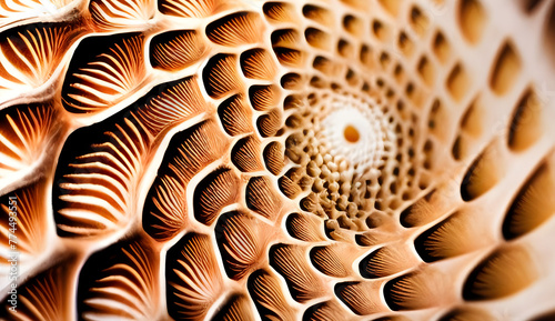 Swirling spirals and geometric shapes dance on the delicate surface of the shell, creating a mesmerizing pattern.