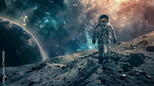 astronaut on the moon in high resolution and quality