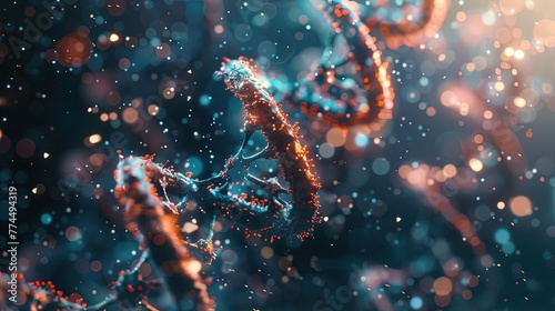 3D illustration of DNA cells, medical background, science, and education © Mentari