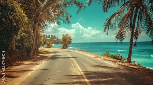 Road on tropical beach