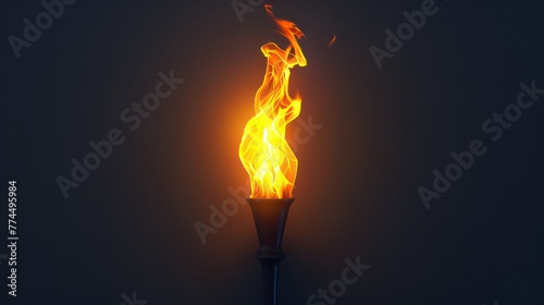 Eternal Flame - Minimalist Torch Icon - Symbol of Athletic Spirit © Ibad