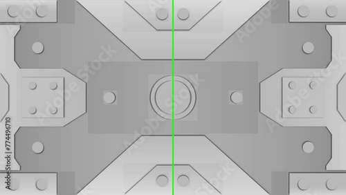 Abstract isolated metal gates animation on green screen.
