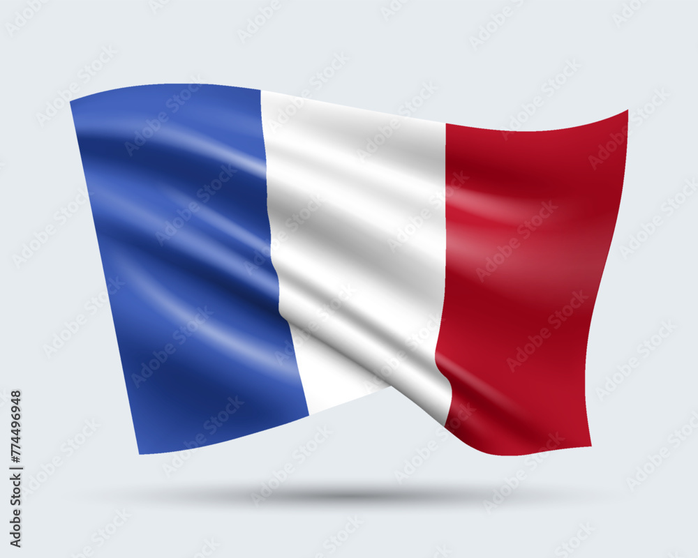 Vector illustration of 3D-style flag of France isolated on light background. Created using gradient meshes, EPS 10 vector design element from world collection Vector illustration of 3D-style flag of France isolated on light background. Created using gradient meshes, EPS 10 vector design element from world collection