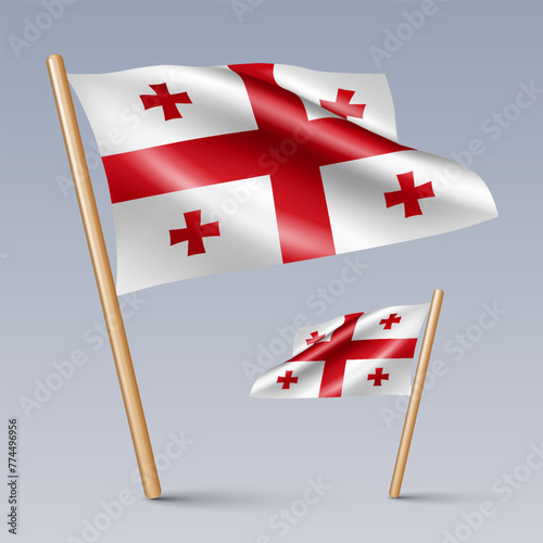 Vector illustration of two 3D-style flag icons of Georgia isolated on light background. Created using gradient meshes, EPS 10 vector design elements from world collection