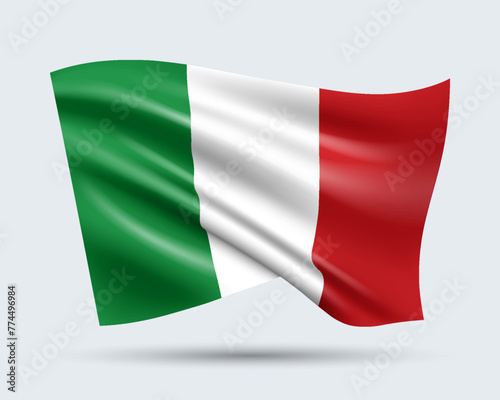 Vector illustration of 3D-style flag of Italy isolated on light background. Created using gradient meshes, EPS 10 vector design element from world collection